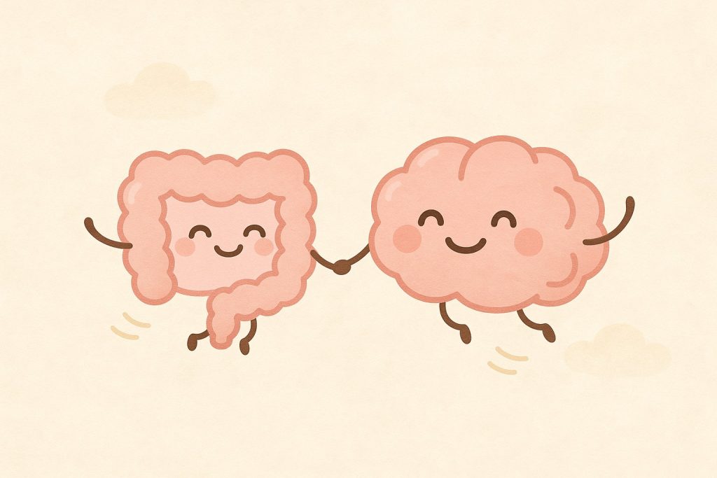 手をつないで飛んでいる