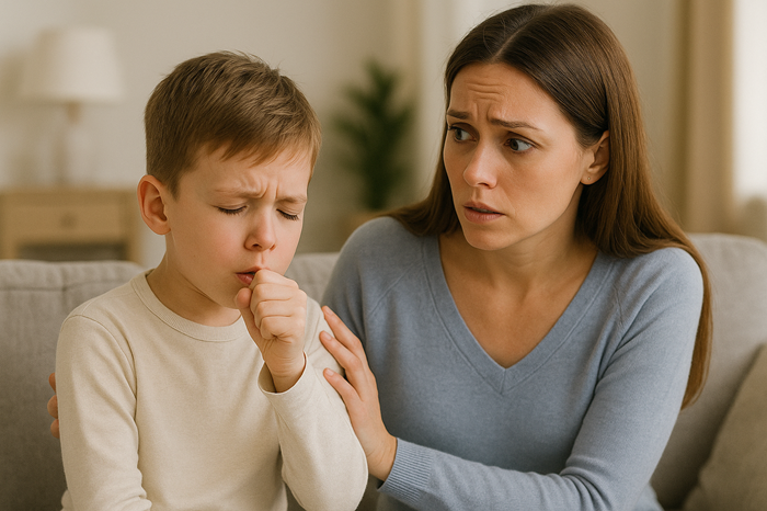 子供の体調を心配する母