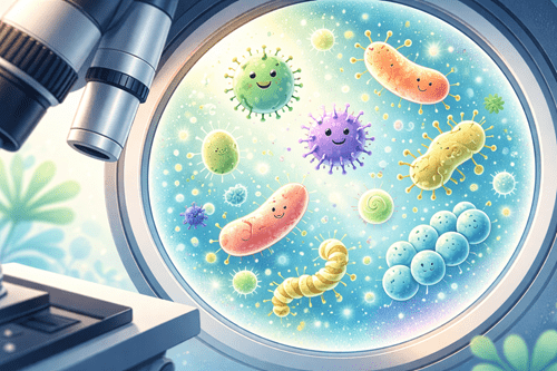 顕微鏡の中の微生物
