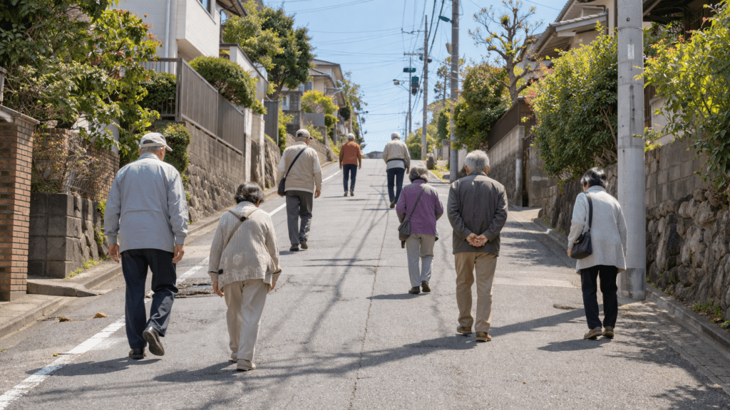 穏やかな街並みの散歩道