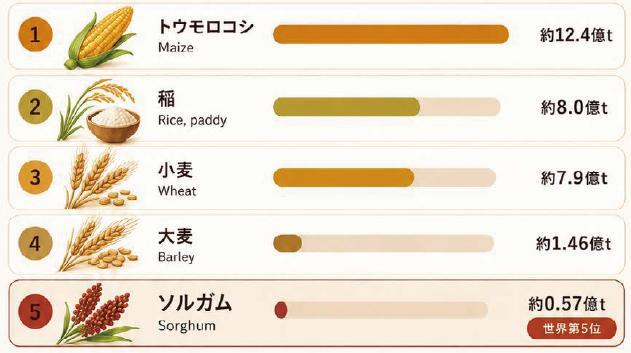 世界の主要5穀物生産量